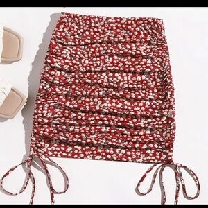 SHEIN floral drawstring Skirt sz XS